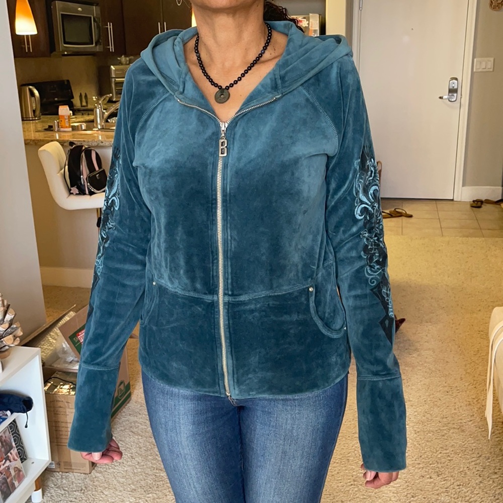 Bejeweled Blue Zip Up Hoodie